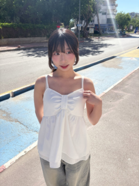 Super Cute!! Ribbon Chest Design Cami Top