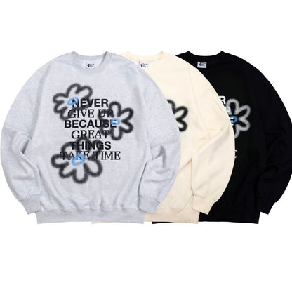 (Preorder) Unisex Flower Painting Sweatshirt with Fleece Lining