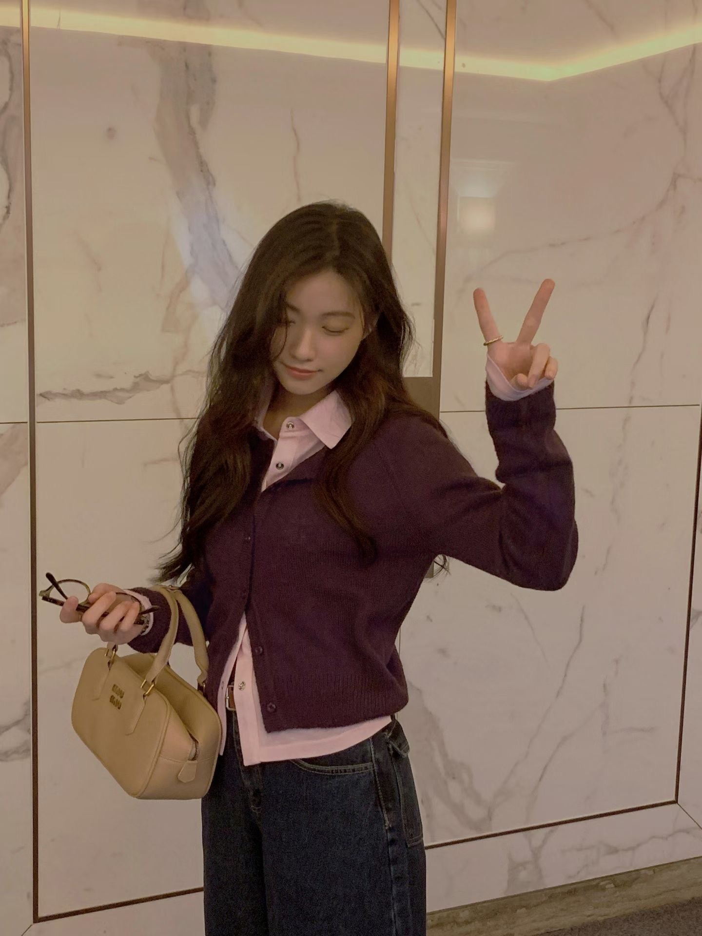 Spring Candy Round Neck Basic Mohair Cardigan