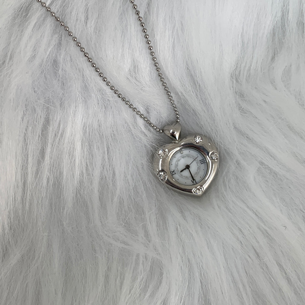 [Grumpy Stuff] Twinkle Heart Clock Long Necklace
