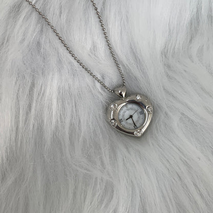 [Grumpy Stuff] Twinkle Heart Clock Long Necklace