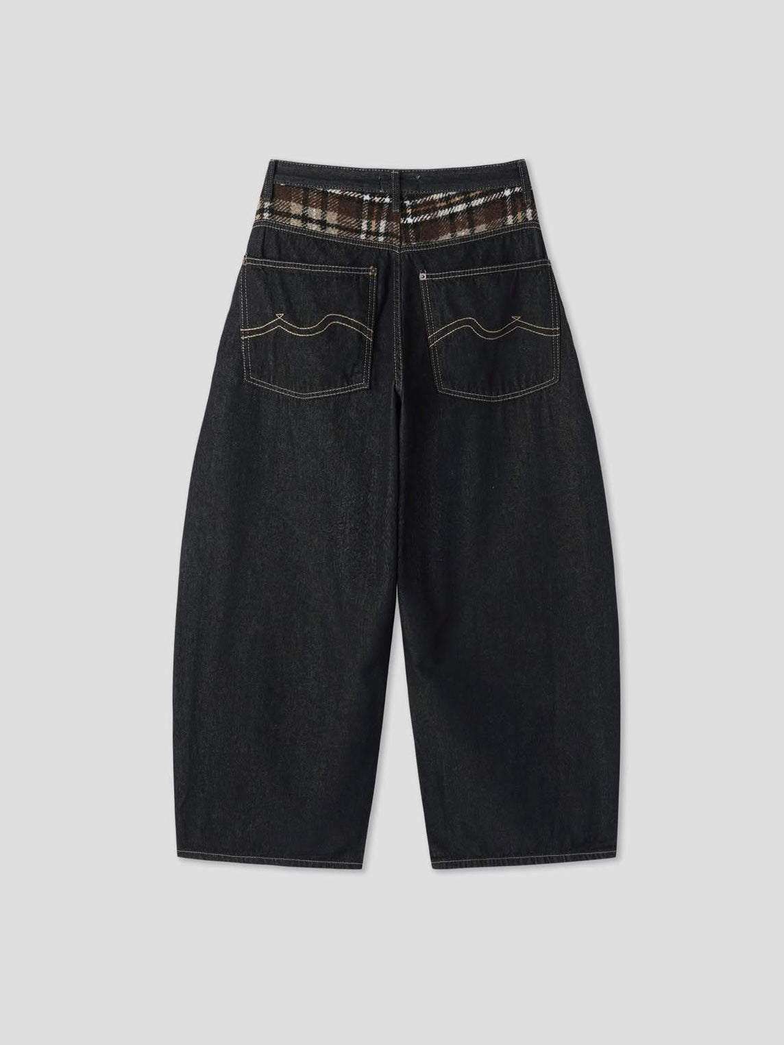 (DEC NEW) Winter Denim Check Wool Balloon Pants