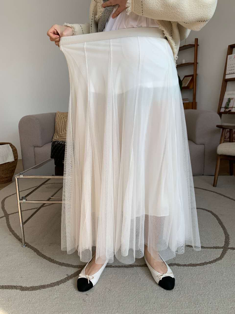 Two-piece chiffon skirt  (Grey/Black)