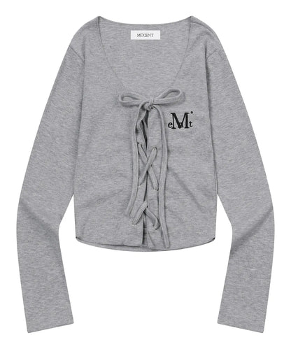 Brand Week Sale -07.13 [Mucent] Maring Eyelet Lace Up Corset Long Sleeve Tee (3 Colours)