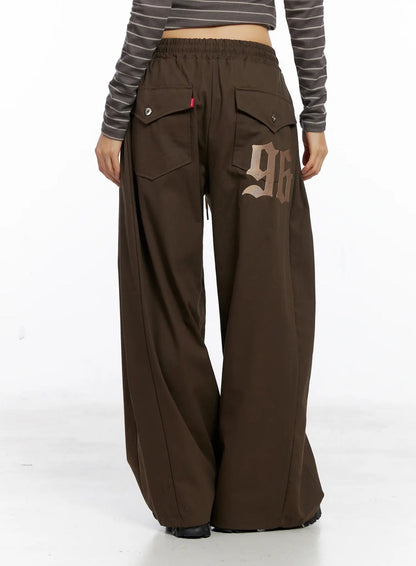 96 Embroidered Back Pocket Snap Pants  (Brown)