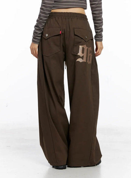 96 Embroidered Back Pocket Snap Pants  (Brown)