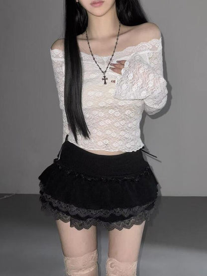 (BF NEW IN) Flare Lace Long Sleeve T-shirt