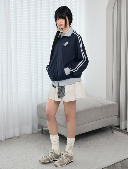 [LOOXP MADE] Angel Wings Embroidered High Neck Zip-Up Jersey