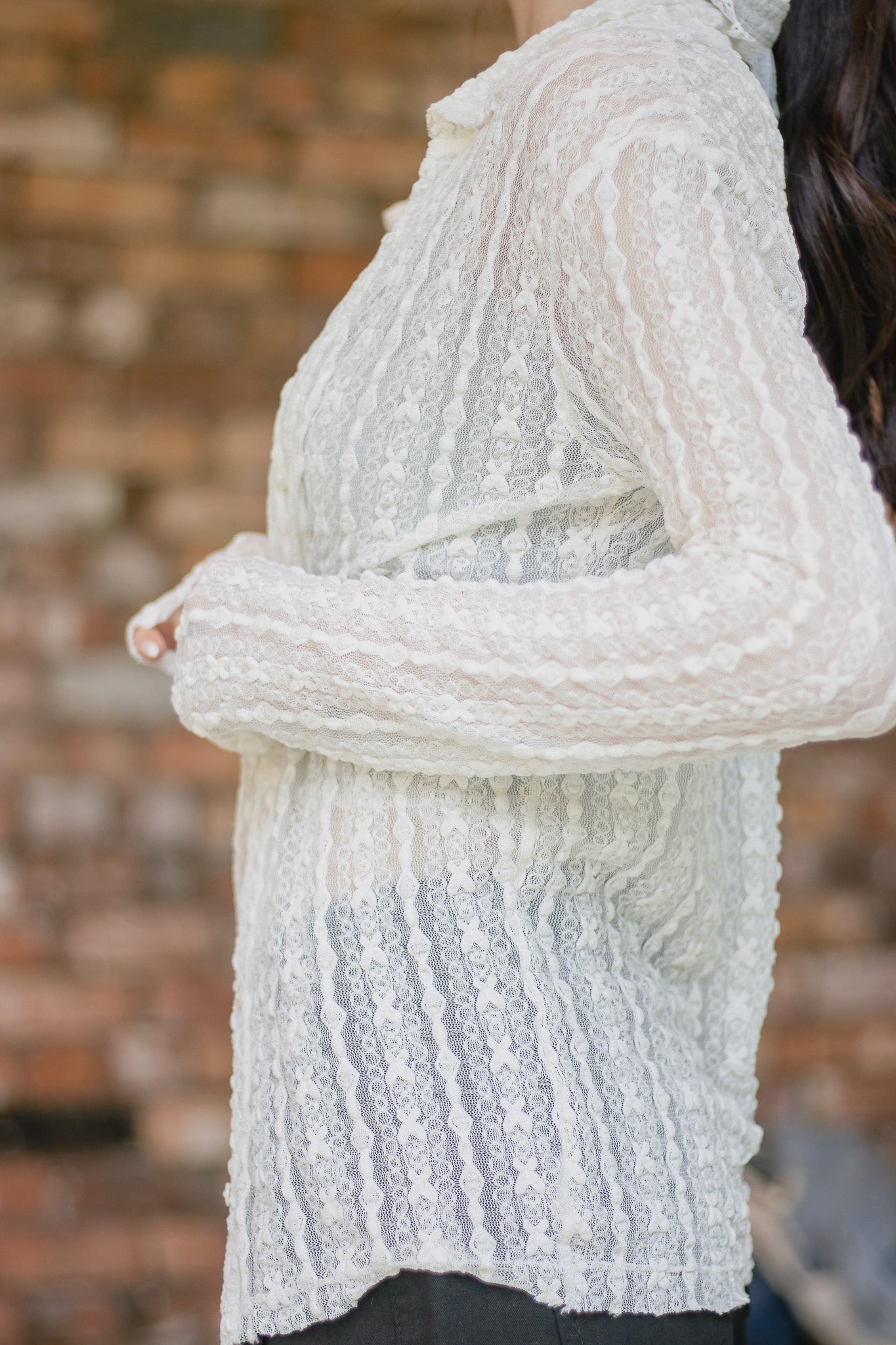 Angelique Sheer Lace Cardigan Top 4 Season (Ivory)
