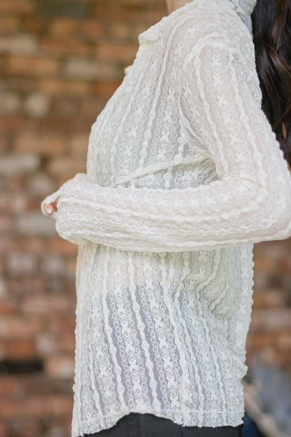 Angelique Sheer Lace Cardigan Top 4 Season (Ivory)