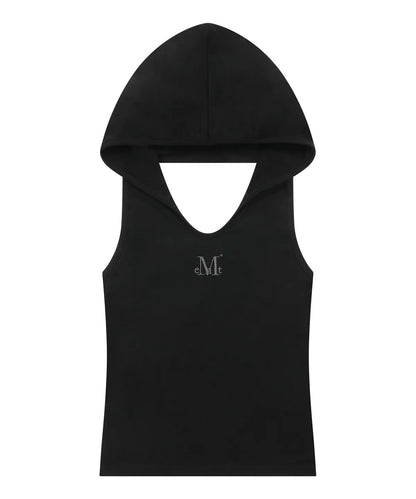 Brand Week Sale -07.13 [Mucent] Hika Hooded Cropped Back Slit Sleeveless (2 Colors)