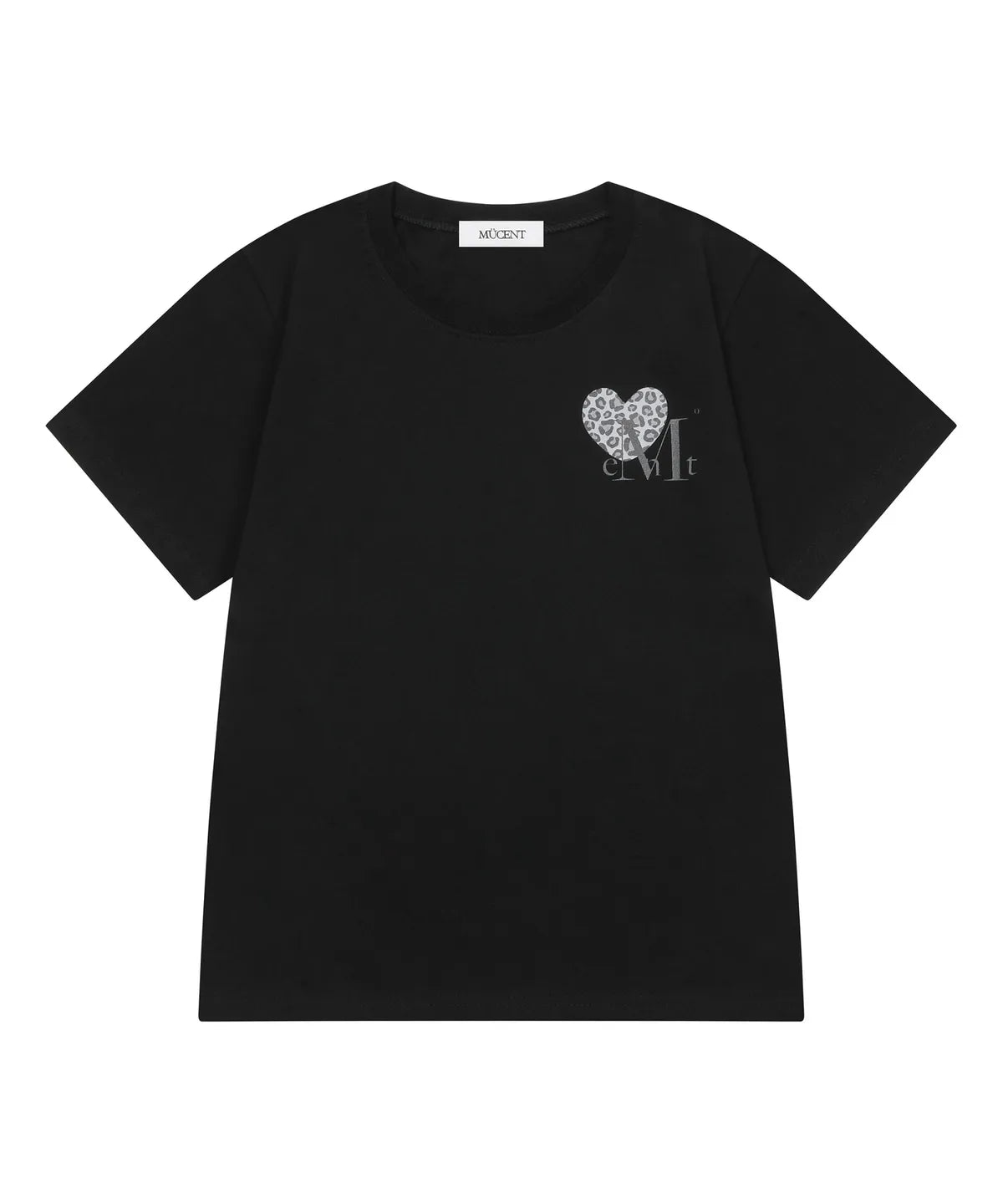 Brand Week Sale -07.13 [Mucent] Sierra Leopard Heart Small Logo Short Sleeve T-shirt (2 Colors)