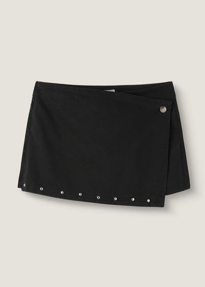 Stud-embellished Asymmetrical Wrap Shorts (2 Colours)