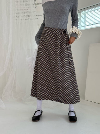 (Preorder) A-Line Check Button Skirt