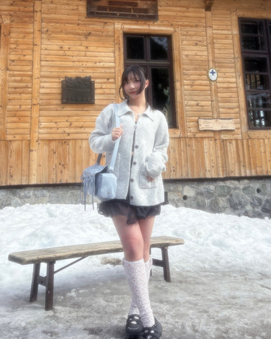 Over-the-knee star cardigan in grey