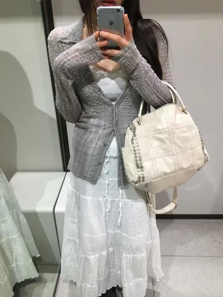 Angelique Sheer Lace Cardigan Top 4 Season (Grey)