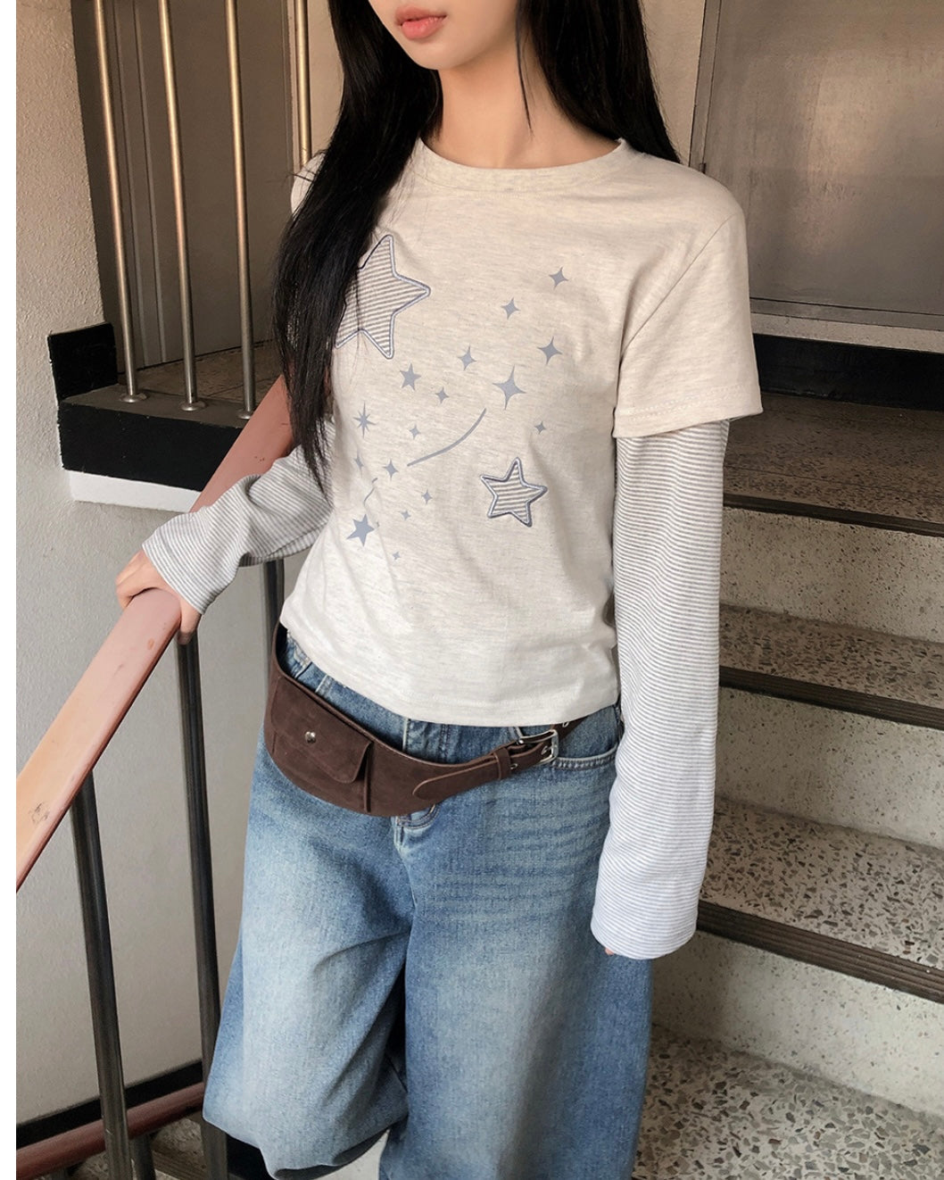 Nightstar layered long sleeve tee