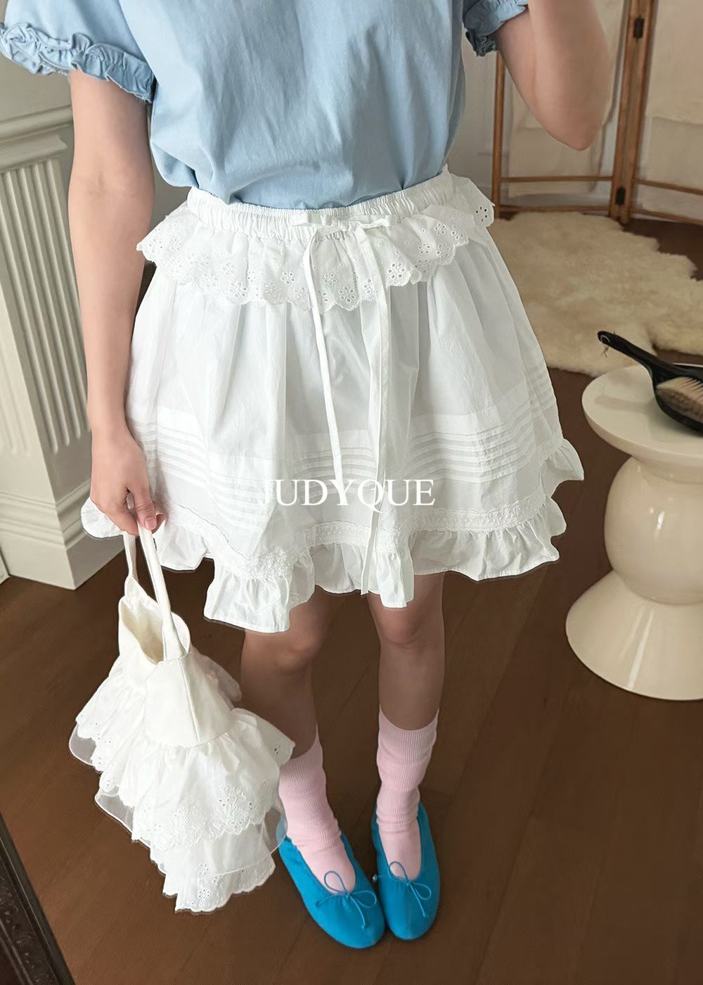 High End Coquette Ruffle Layered Floral Skirt
