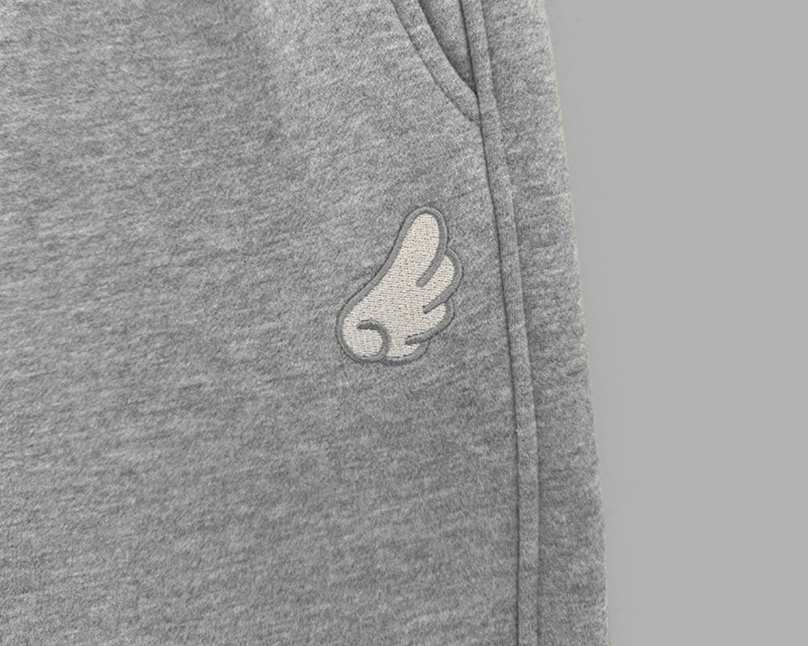 [LOOXP MADE] Sheepskin Short & Long Angel Embroidery Cut-Line Banding Wide Training Long Pants