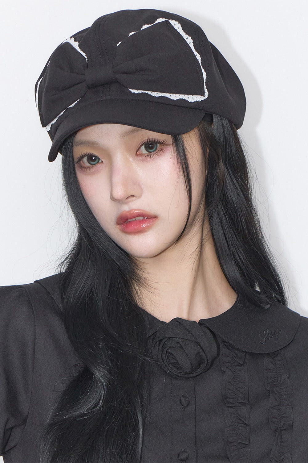 [ILLIGO]  Lace ribbon hunting cap  (3 Colours)