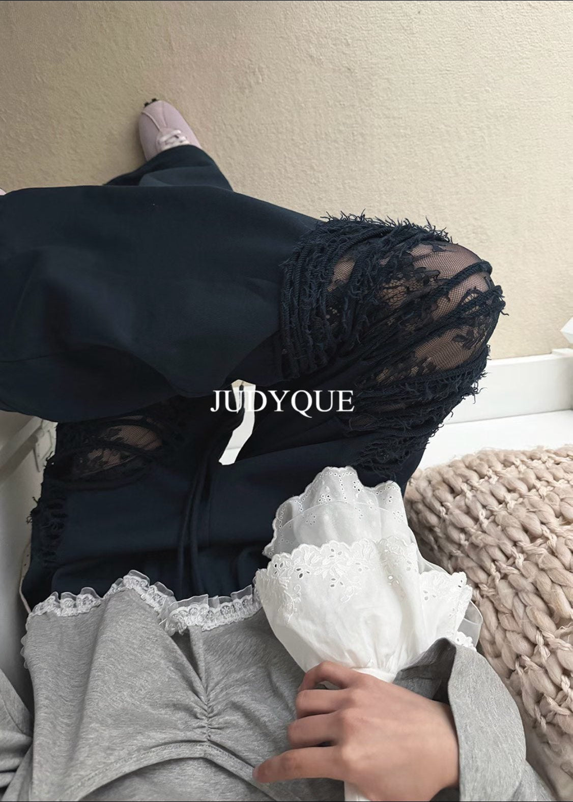 High End Damaged Lace Wide Fit Jogger Pants (3 Colours)