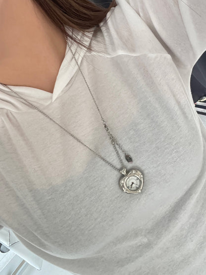[Grumpy Stuff] Twinkle Heart Clock Long Necklace