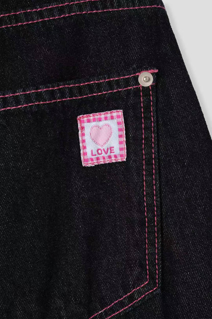 (Preorder) Pink threads Wide Denim Ribbon Balloon Jeans
