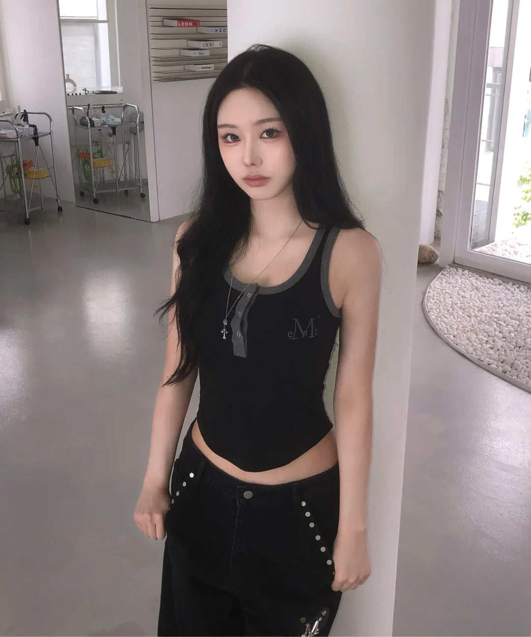 Brand Week Sale -07.13[Mucent] Color Pop Contrast Button Crop Ribbed Sleeveless (6 Colors)