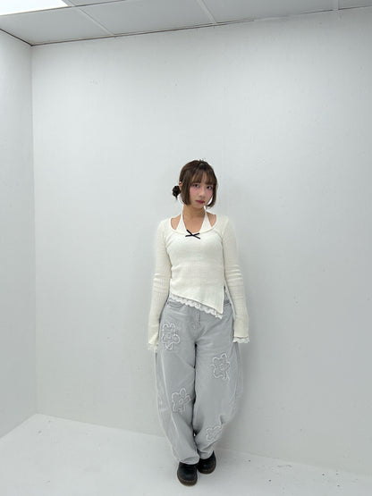 (Preorder) Floral Gray Pants