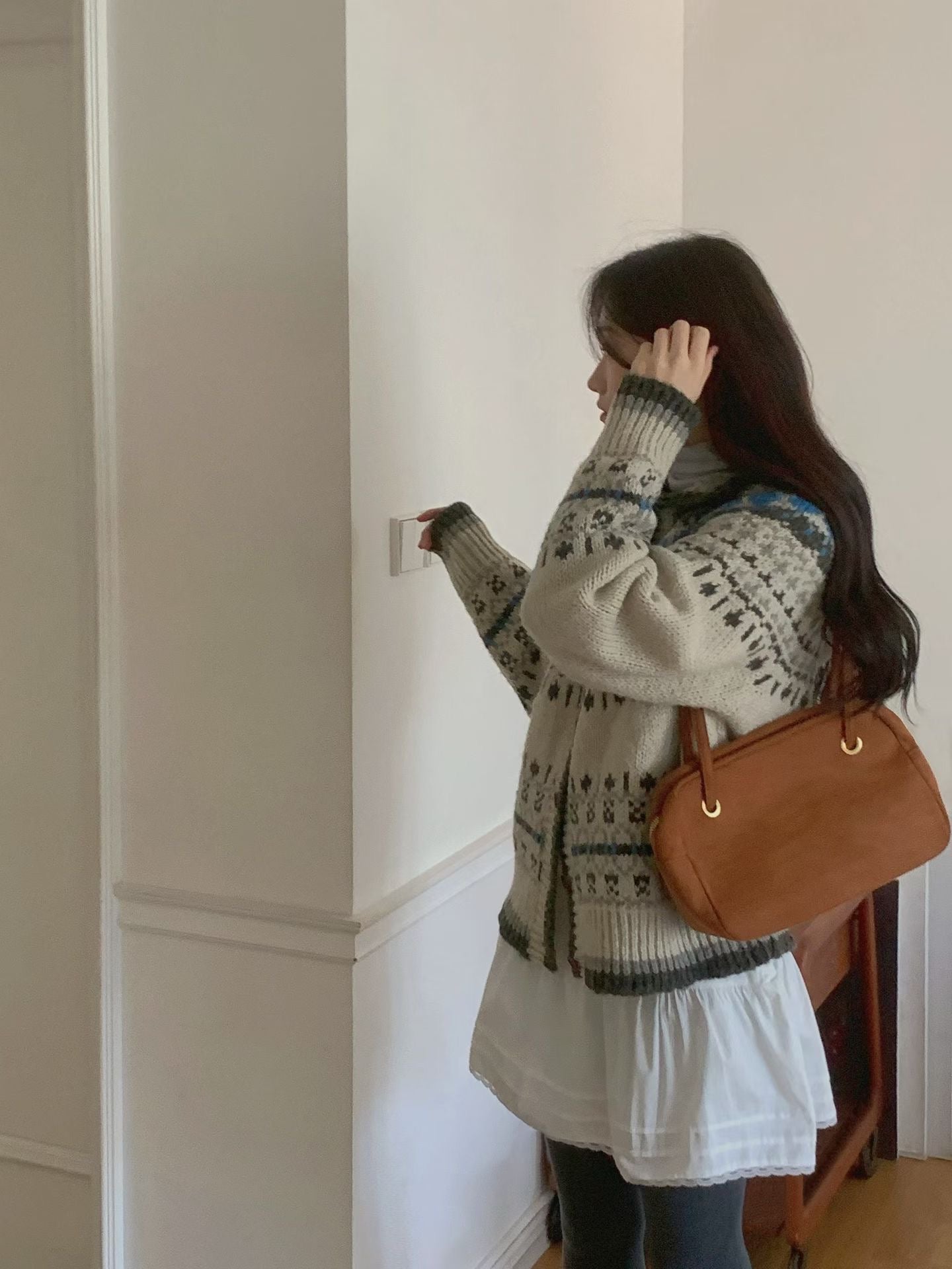 (BF NEW IN) Nordic Pattern Cardigan with Hood