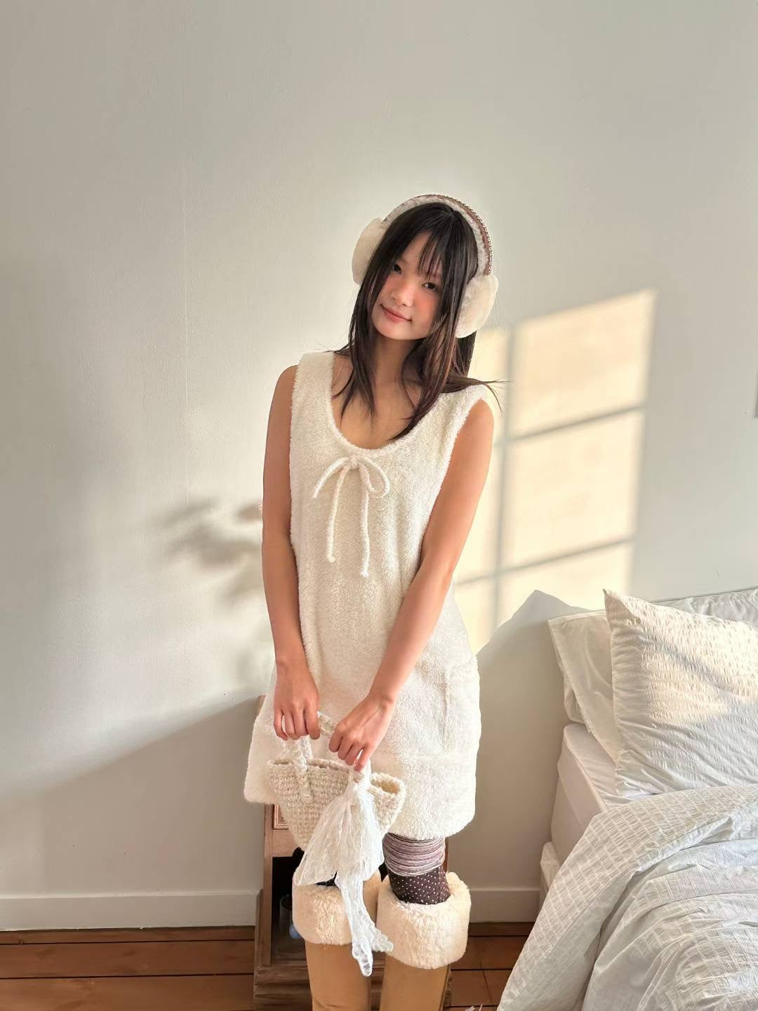 (DEC NEW) Teddy Bear Mini Dress/ Layering for Winter