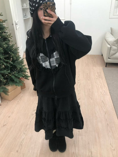 Heart Hoodie Zip Up Jacket