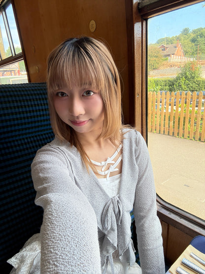 Flared Sleeve Ruffled Jacquard Frill Cardigan