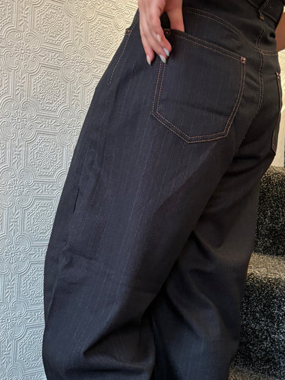 Wide Lightweight Denim Stripe Slacks (All Season)