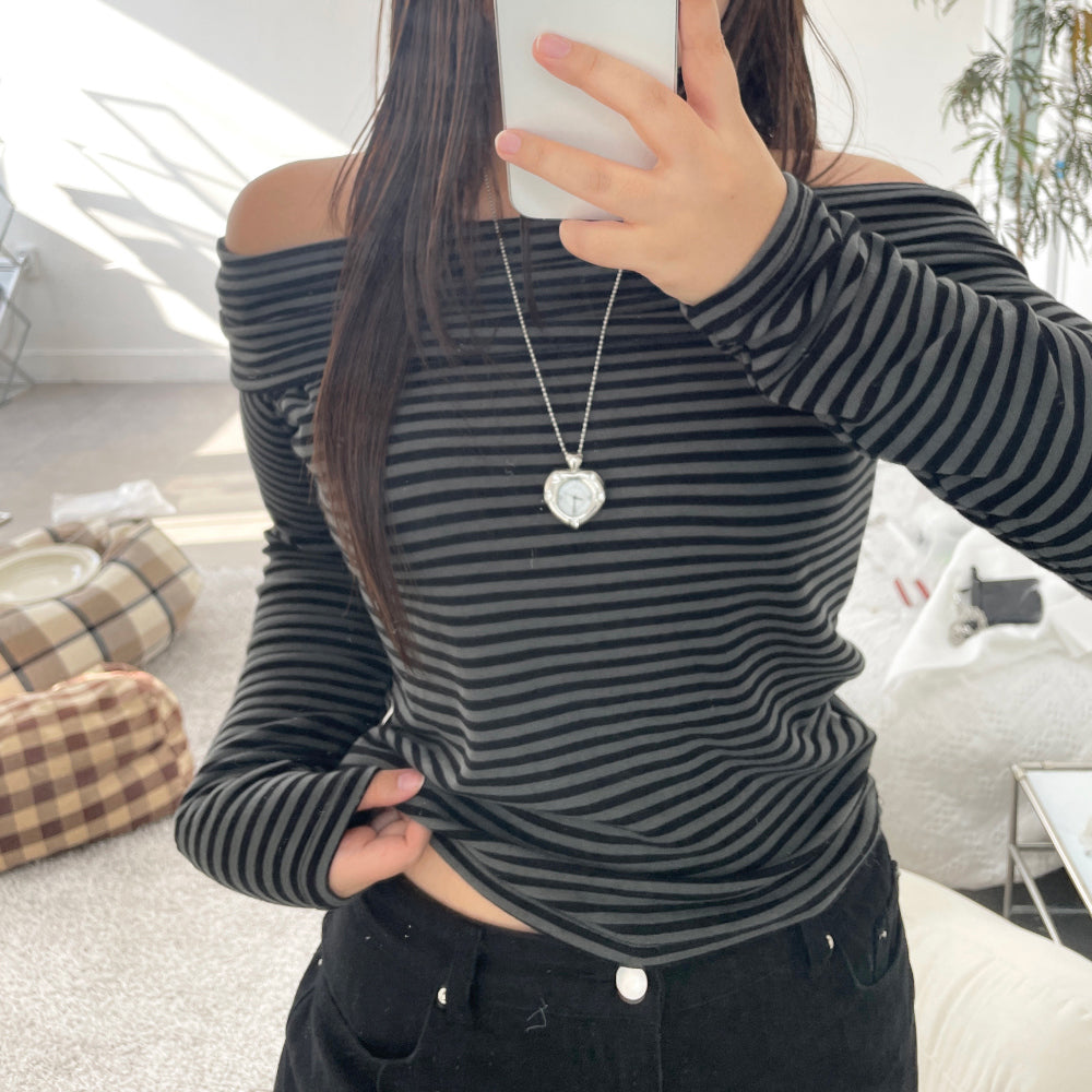 [Grumpy Stuff] Twinkle Heart Clock Long Necklace