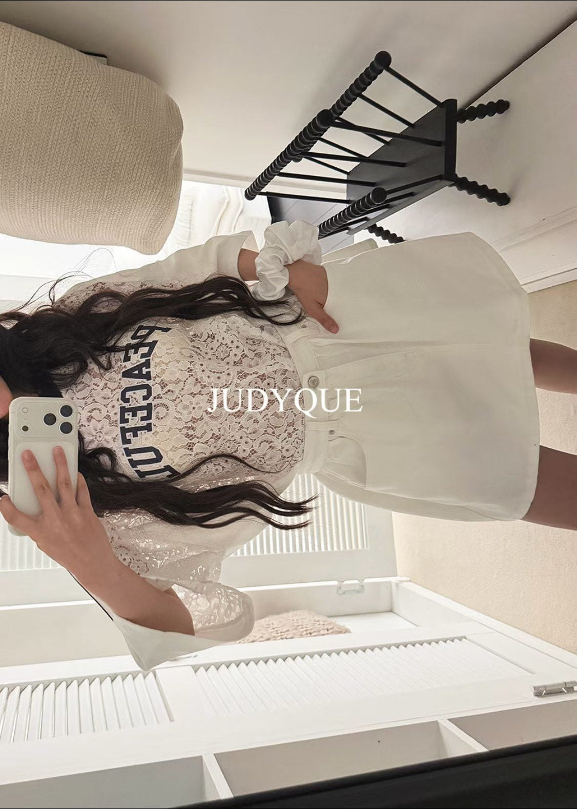 High End Lace Jercey Mesh Oversized Tee