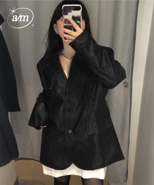 [anyonemore MADE] Mine Leather Blazer Jacket