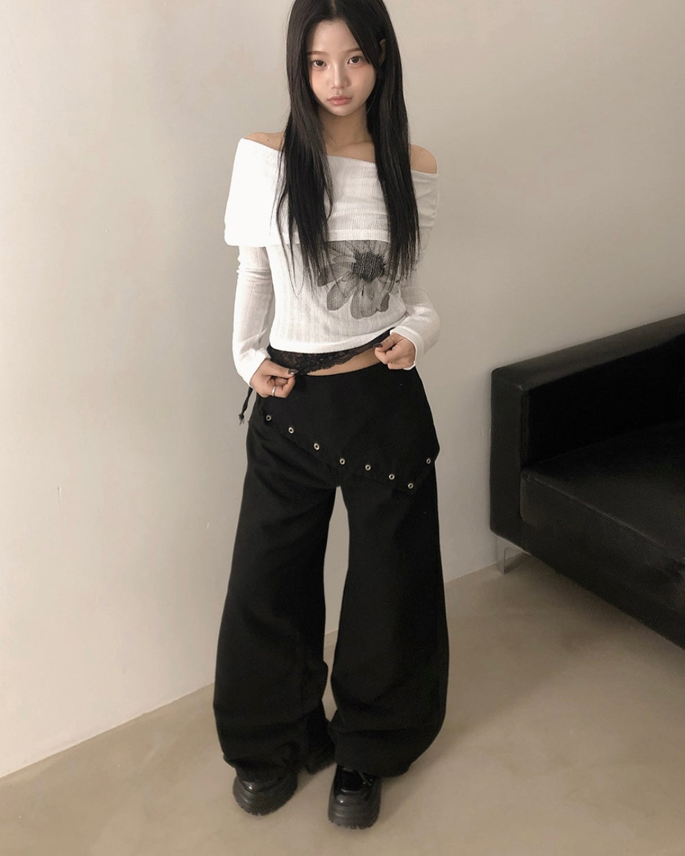 Wide Straight Scarf Pants