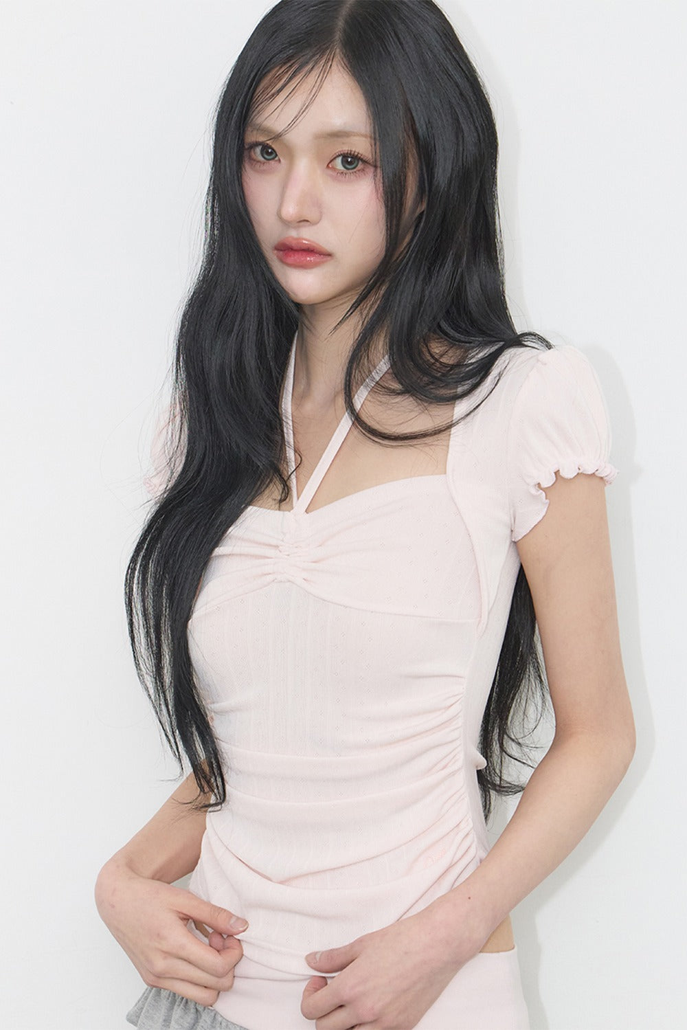 [ILLIGO] Shirred Halter Top (3 Colours)