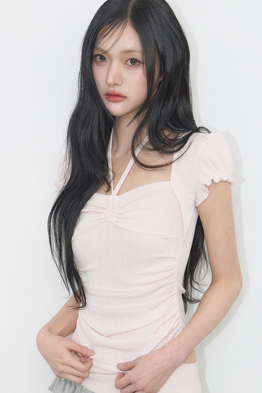 [ILLIGO] Shirred Halter Top (3 Colours)