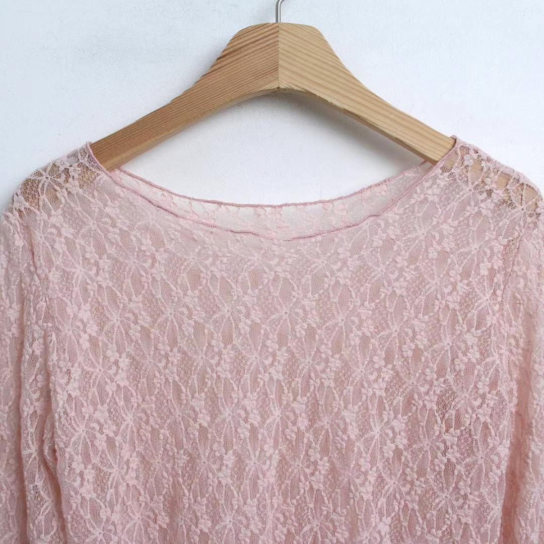 Sheer Lacy Slight Cropped Ballet Floral Tee (3 Colours)