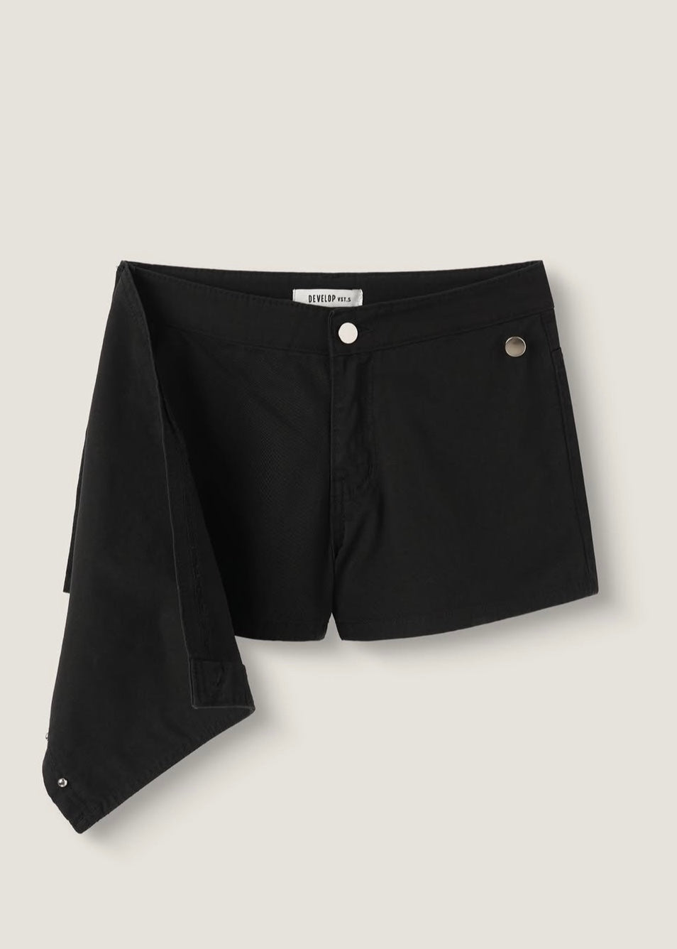 Stud-embellished Asymmetrical Wrap Shorts (2 Colours)