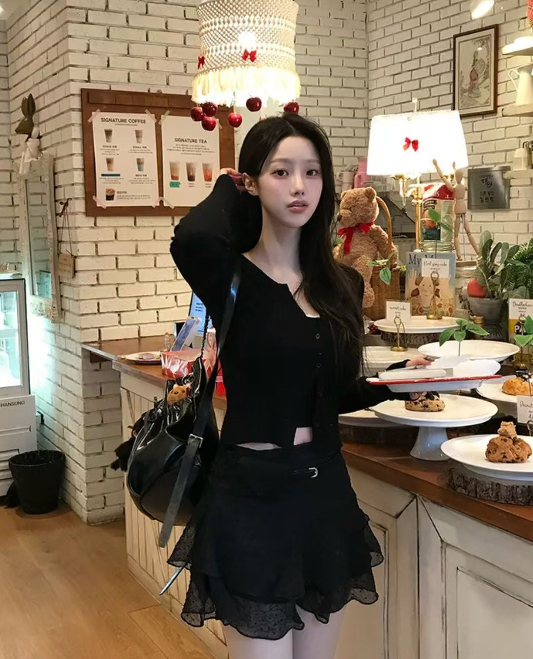 Spring Chiffon Dot Double-Tiered Mini Skirt