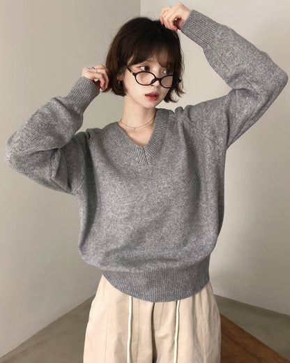 V neck Wool Blend Spring knitwear