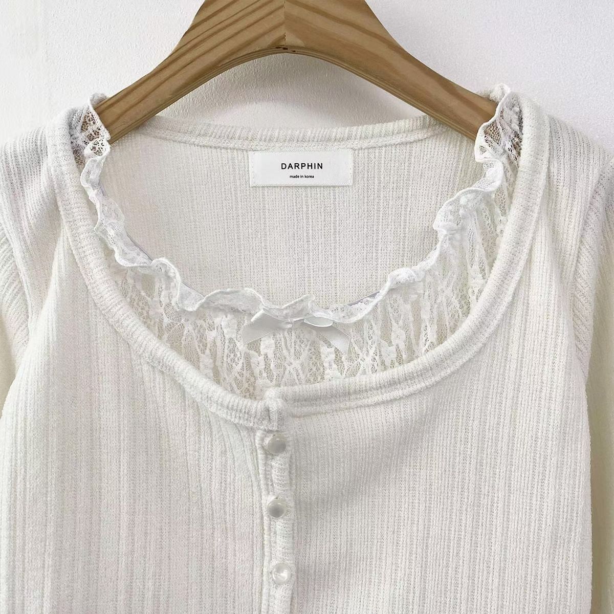 Fake Two Piece Lace Layered Cardigan