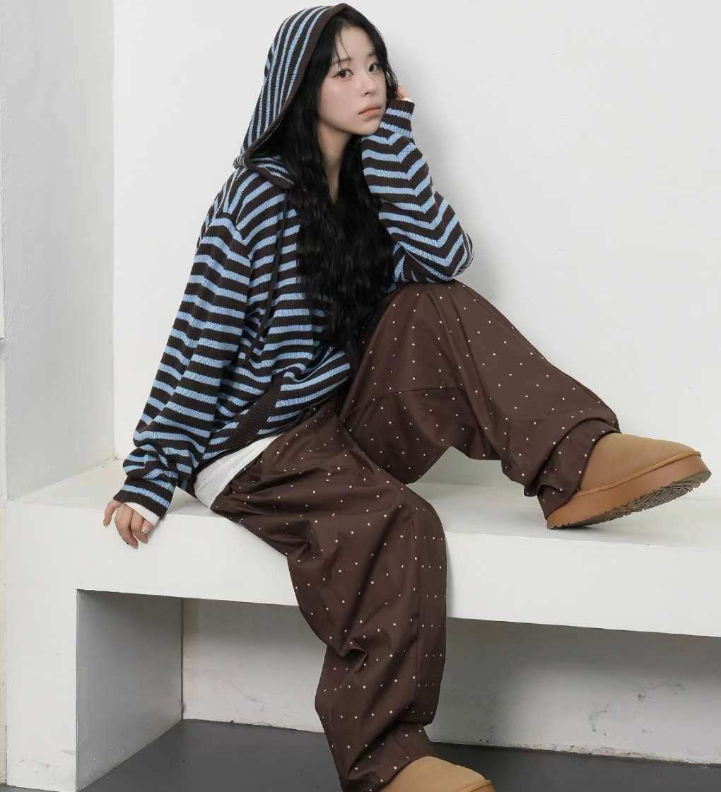 (BF NEW IN) Hooded zip-up with stripe pattern jacket