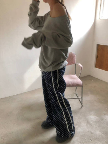 (DEC NEW) Polka dot double-sided brushed training pants