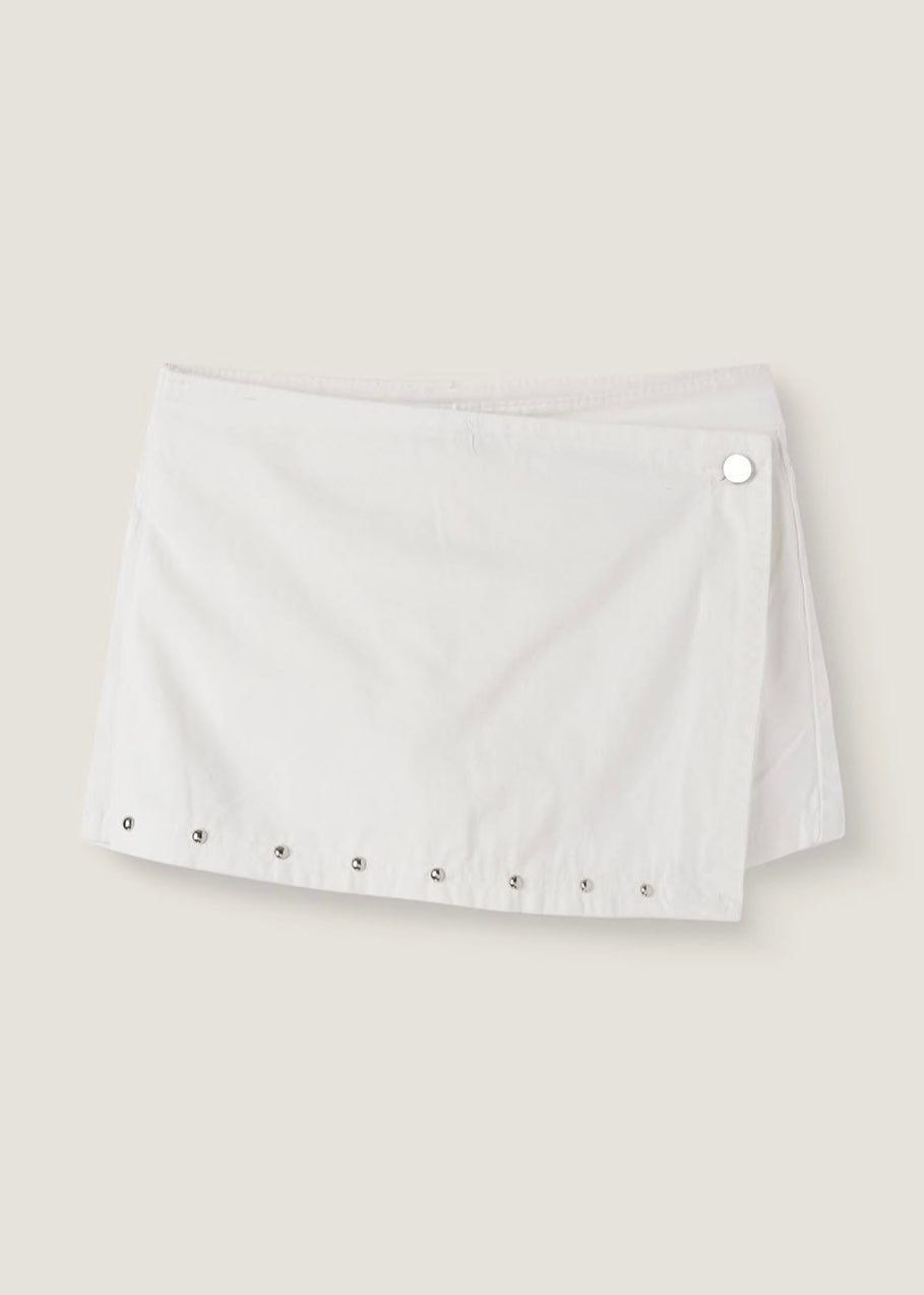 Stud-embellished Asymmetrical Wrap Shorts (2 Colours)