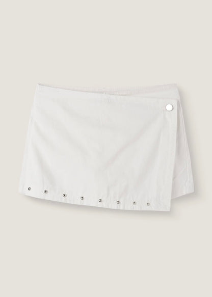 Stud-embellished Asymmetrical Wrap Shorts (2 Colours)