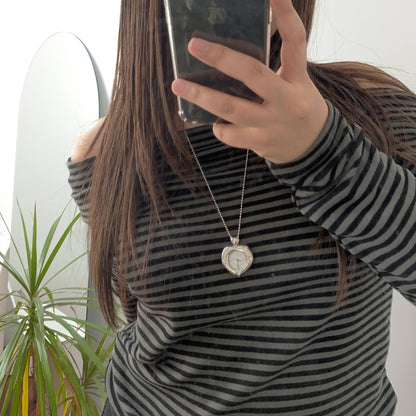 [Grumpy Stuff] Twinkle Heart Clock Long Necklace